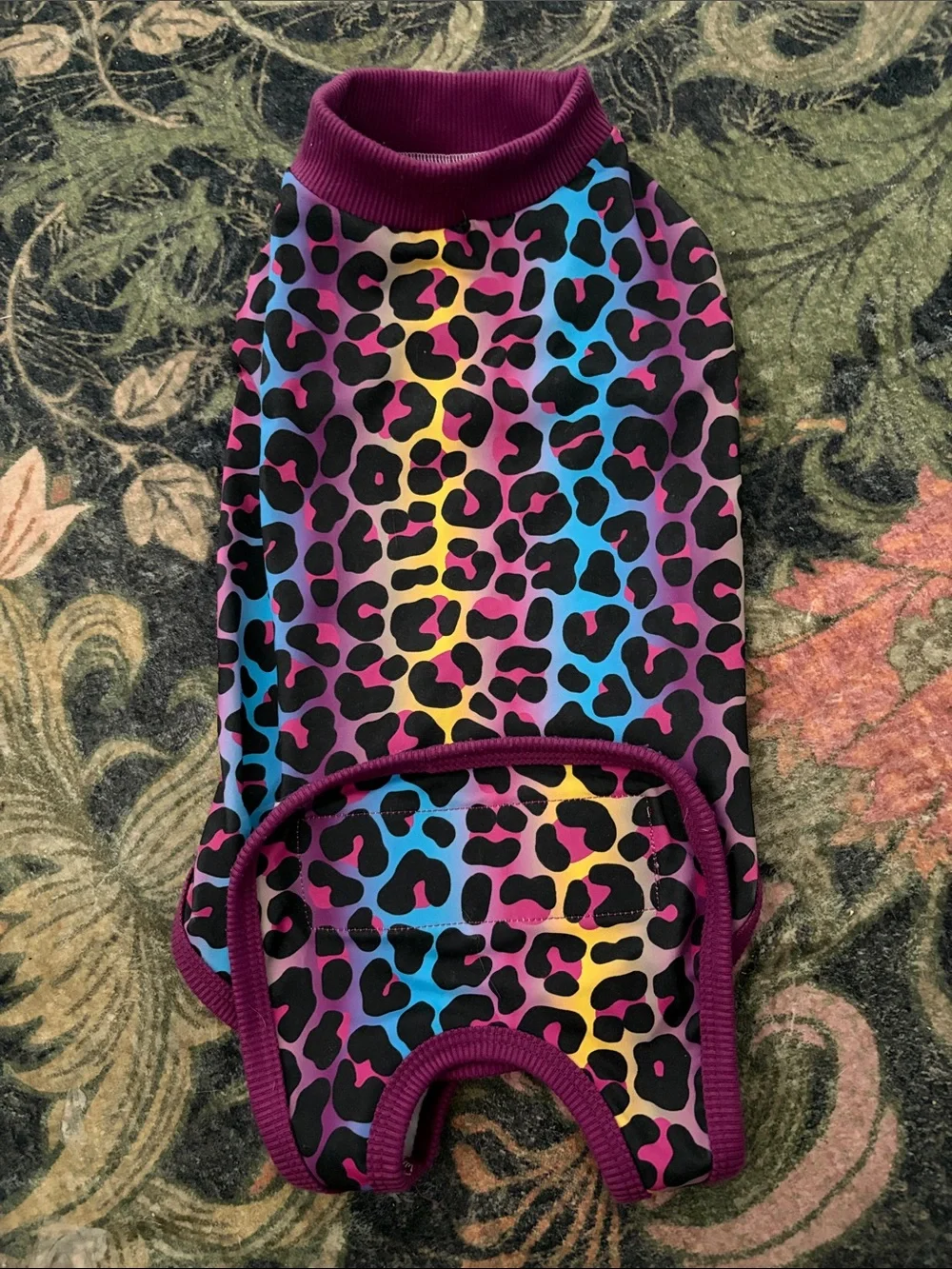 Bright Leopard Print Dog Recovery Post Op Suit